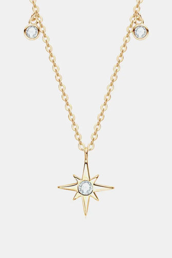 Moissanite North Star Pendant 925 Sterling Silver Necklace Gold One Size Necklaces
