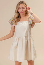 BiBi Flower Embroidered Floral Print Sleeve Dress Casual Dresses