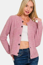 Zenana Button Down Long Sleeve Sweater Cardigan Lt Rose Woman Outerwear