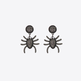 Spider Rhinestone Alloy Earrings Black One Size