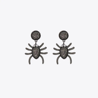 Spider Rhinestone Alloy Earrings Black One Size Earrings