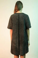 VERY J Mineral Washed Ribbed Knit Mini Dress Casual Dresses