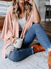 Full Size Open Front Waffle Knit Cardigan Plus Size Pink