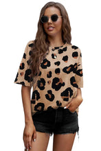Animal Print Dropped Shoulder Round Neck T-Shirt Woman T Shirts