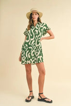 Annie Wear Abstract Printed Frill Sleeve Shirt Mini Dress Casual Dresses