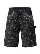 Men's Rhinestone Shorts with Pockets Black