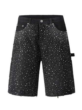 Men's Rhinestone Shorts with Pockets Black