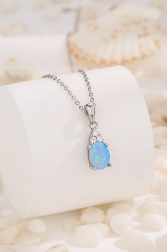 Find Your Center Opal Pendant Necklace Sky Blue One Size