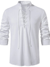 Men's Lace Up Long Sleeve Blouse