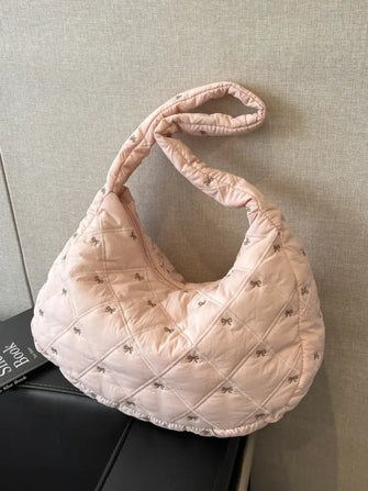 Bow Polyester Shoulder Bag Pink One Size Shoulder Bags