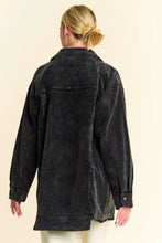 Davi & Dani Washed Corduroy Raw Hem Button Up Jacket Woman Outerwear