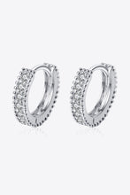 925 Sterling Silver Inlaid Moissanite Huggie Earrings Silver One Size
