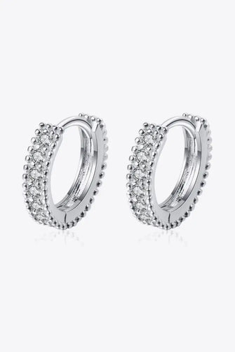 925 Sterling Silver Inlaid Moissanite Huggie Earrings Silver One Size Earrings