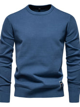 Men's Round Neck Long Sleeve Sweater Peacock Blue