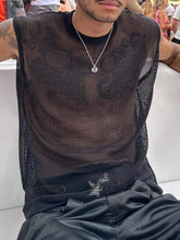 Men's Full Size Openwork Round Neck Tank Plus Size Black
