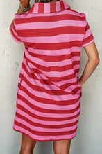 Casual Striped Polo Collar T-Shirt Dress Casual Dresses