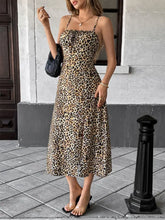 Smocked Leopard Midi Cami Dress Casual Dresses