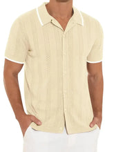 Men's Full Size Button Down Short Sleeve Shirt Plus Size Beige Mens Tops