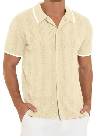 Men's Full Size Button Down Short Sleeve Shirt Plus Size Beige Mens Tops