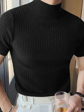 Men's Full Size Mock Neck Short Sleeve T-Shirt Plus Size Black Mens Tops