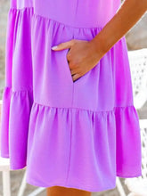 Ruffled Round Neck Cap Sleeve Mini Dress Casual Dresses