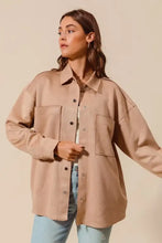 SO ME Faux Sued Snap Shacket with Collar and Pockets Woman Outerwear