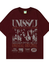 Men's Graphic Round Neck Oversized T-Shirt Red