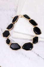 Geometrical Shape Zinc Alloy Frame Resin Necklace Black One Size
