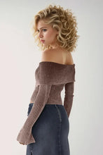 Double Take Ribbed Off-Shoulder Zip Up Long Sleeve Cardigan Woman Outerwear