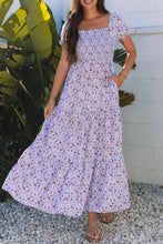 Tiered Floral Shirred High Waist Maxi Dress Casual Dresses