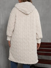 Plus Size Open Front Hooded Plush Coat Woman Outerwear