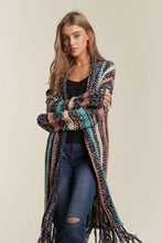 ADORA Multi Colour Sweater Long Cardigan with Fringes