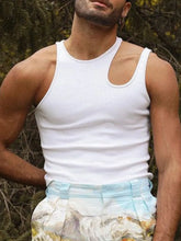 Men's Full Size Cutout Round Neck Tank Plus Size White