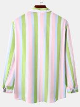 Men's Striped Long Sleeve Button-Up Shirt