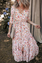 Boho Half Sleeve Floral V Neck Maxi Dress Woman Maxi Dress