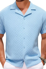Men's Plus Size Button Down Short Sleeve Shirt Light Blue