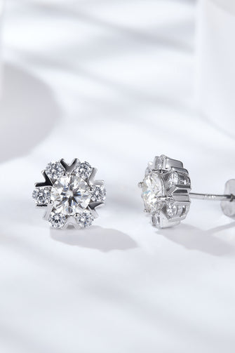 925 Sterling Silver Moissanite Stud Earrings Silver One Size