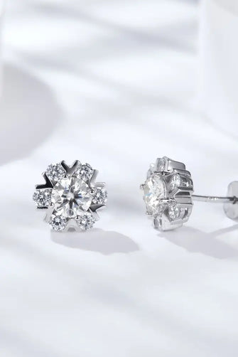 925 Sterling Silver Moissanite Stud Earrings Silver One Size Earrings