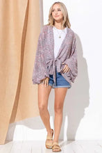 And The Why Sheer Front Tie Knot Oversized Kimono Wrap Cover Up MULTI Woman Outerwear