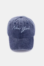 Zenana Washed Embroidered City Baseball Cap New York Navy One Size Hats