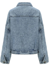 Button Down Drop Shoulder Denim Jacket Woman Outerwear