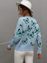 Woven Right Butterfly Dropped Shoulder Crewneck Sweater Sweater Pullovers