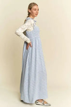 Davi & Dani Plaid Smocking Sleeveless Maxi Dress Casual Dresses