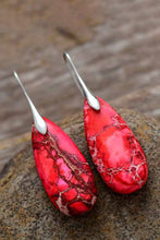 Handmade Teardrop Shape Natural Stone Dangle Earrings