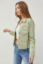RISEN Full Size Raw Hem Button Up Cropped Denim Jacket Plus Size Woman Outerwear