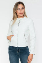 Snobbish PU Leather Zip Up Jacket with Pockets Woman Outerwear