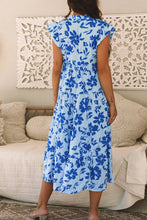 Floral Print Tiered Frilled Trim Flutter Sleeve Dress
