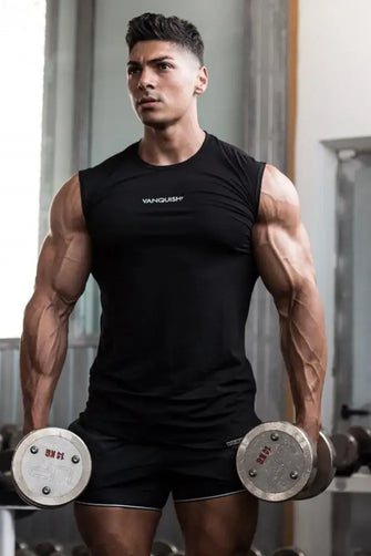 Men's Round Neck Tank Black Mens Tops