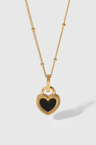 Contrast Heart Pendant Necklace Gold One Size