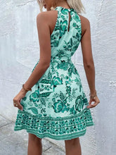 Printed Tie Waist Mini Dress Casual Dresses